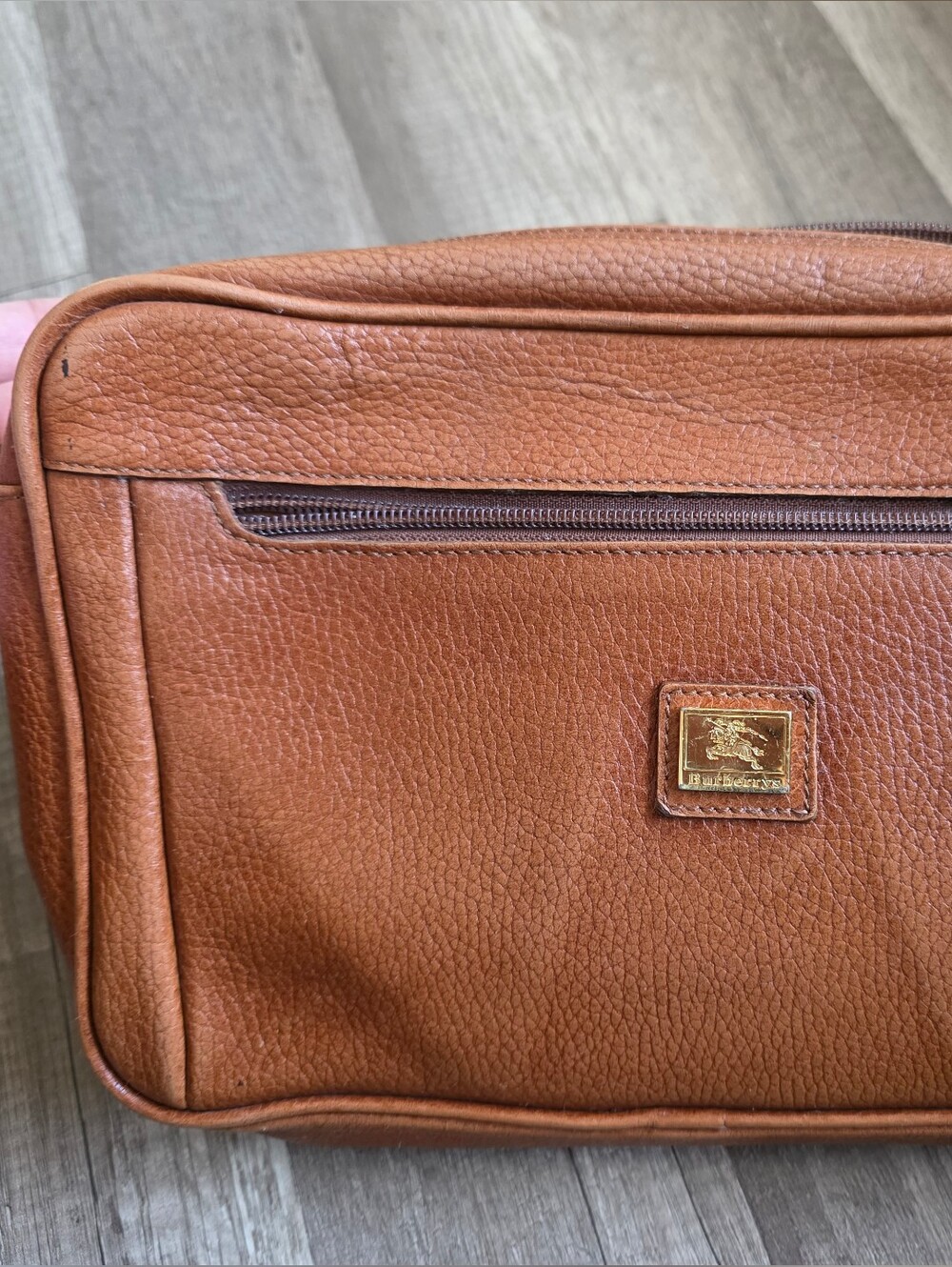 Vintage BURBERRY Clutch Wristlet Designer Brown Leather Travel Bag Preppy 90s - Picture 7 of 16